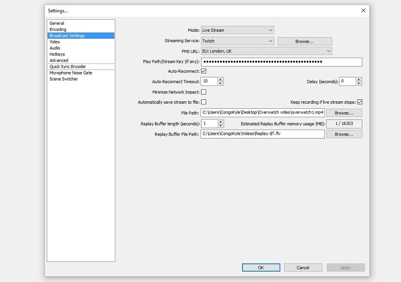 Broadcast settings