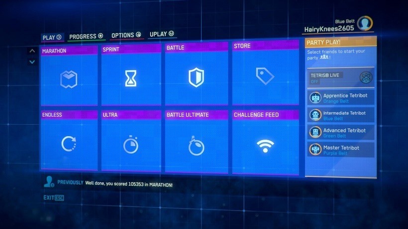 Tetris Ultimate menu