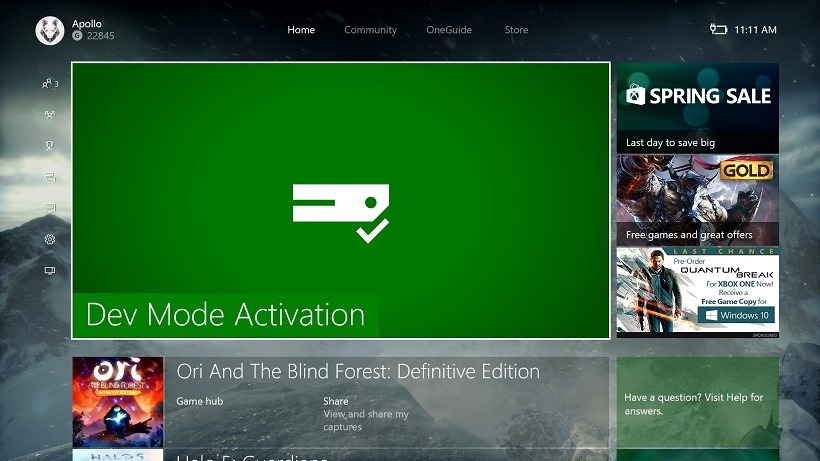 Dev Mode finally out for Xbox One