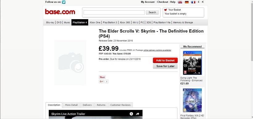 Skyrim Remaster leaked on retailer website