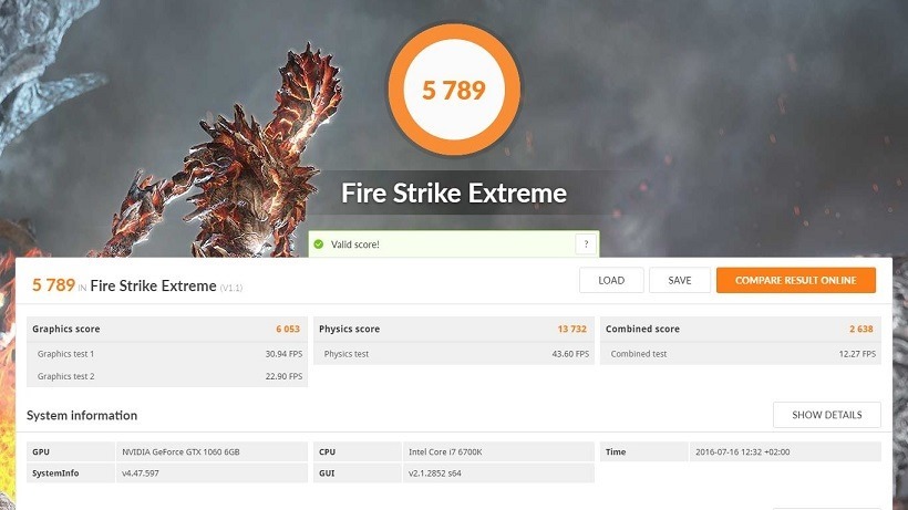 GTX 1060 Review FireStrike Extreme 2