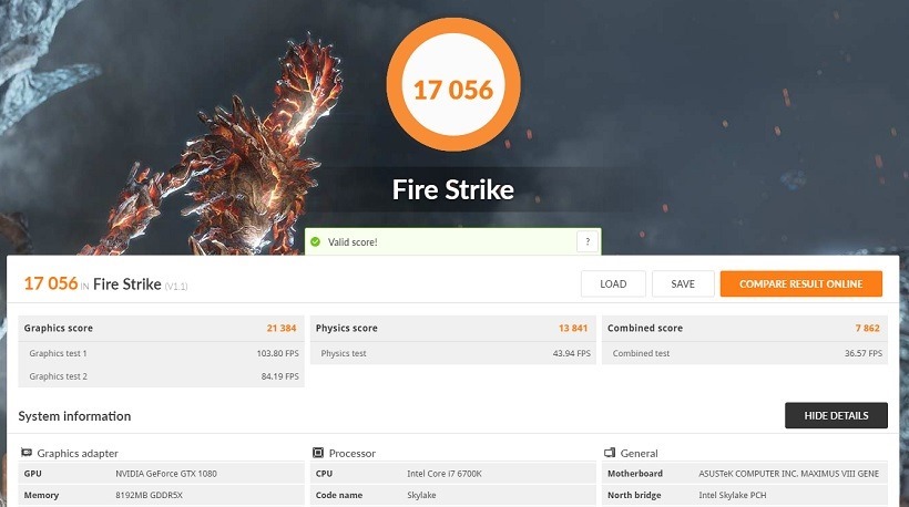 GTX 1080 FireStrike Benchmark