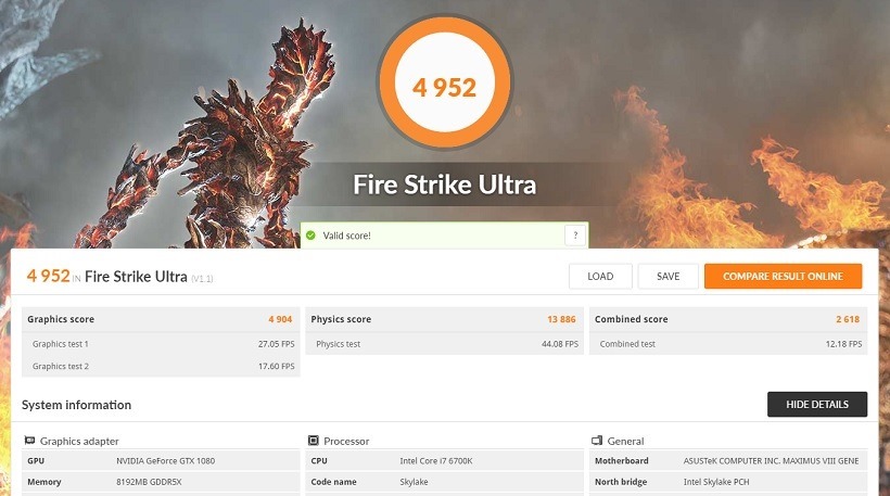 GTX 1080 FireStrike Ultra Benchmark