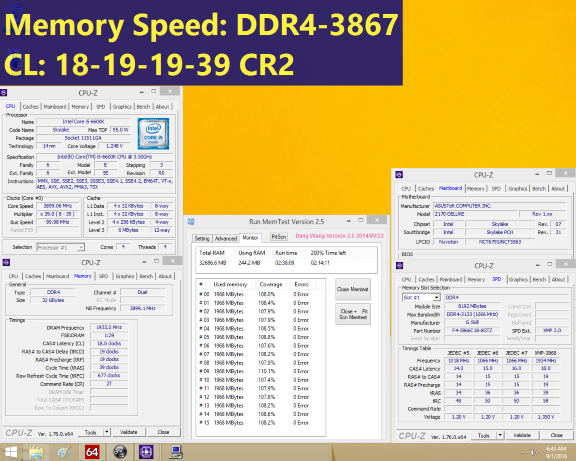 G.SKILL DDR4-3866MHz 32GB (8GBx4) test screen