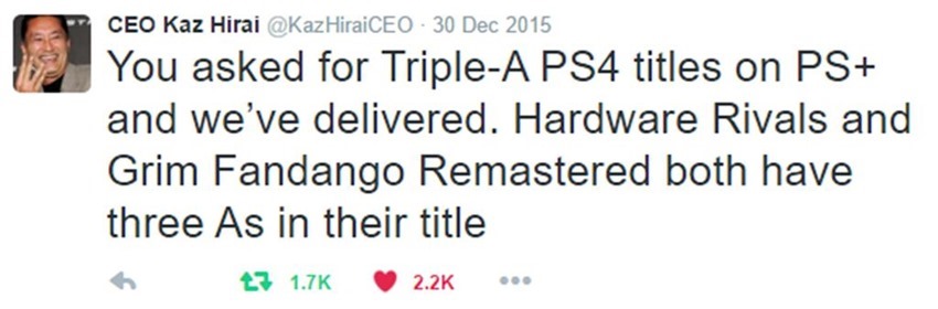 Kaz Hirai tweets (7)