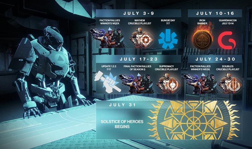 Destiny July calendar