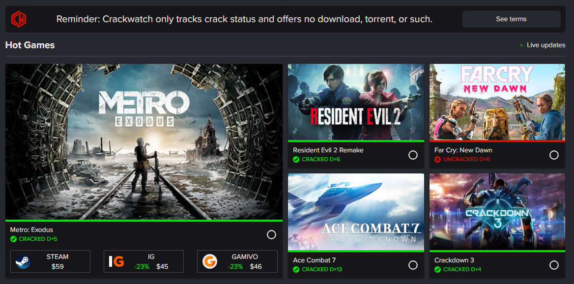 Crackwatch status. CRACKWATCH. Crack watch. Denuvo crack. Uncracked games.