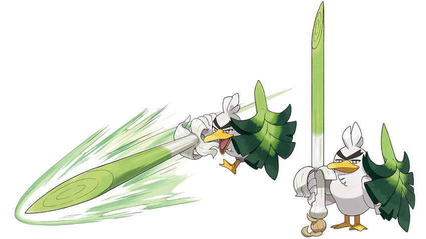 Nintendo of America on X: Sirfetch'd, evolution of Farfetch'd from the  Galar region, is a noble knight, but also a Wild Duck Pokémon in  #PokemonSwordShield! It uses the sharp stalk of its