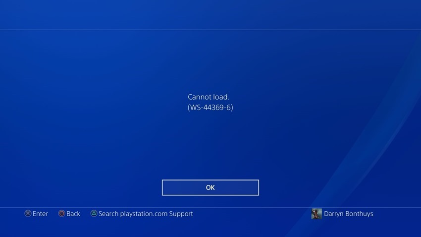 PS4 error