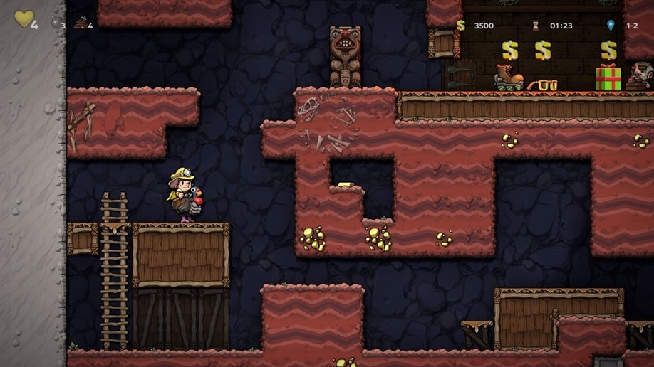 Spelunky 1 and Spelunky 2 Switch gameplay