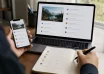 Content creator comparing Instagram comment services on a laptop and smartphone