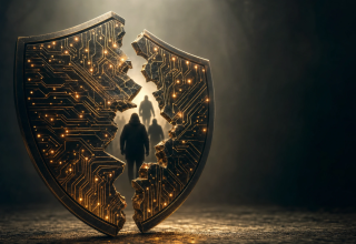 Broken digital anti-cheat shield with gaming silhouettes