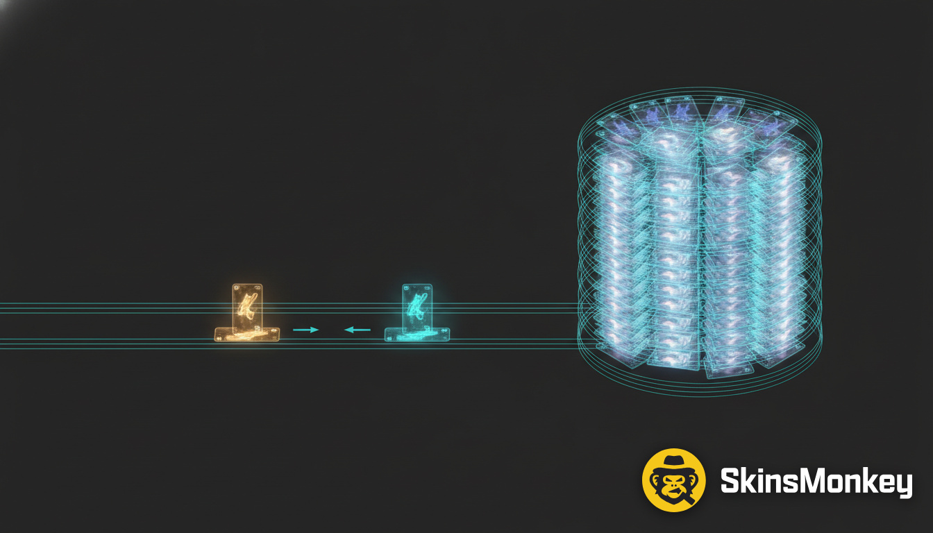 A bot trade shown as an item swapped directly against a stocked platform inventory