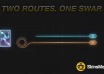 Two routes for a CS2 swap shown as a short direct path and a longer looping route