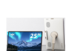 Front and rear views of a KTC 25-inch portable touch display with its built-in stand