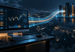 Illustration of trading software connected to exchange servers through a crypto API