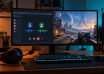A PC gaming monitor displaying browser voice chat beside a separate game window.