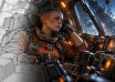 A sci-fi pilot and spacecraft cockpit transitioning from storyboard sketches into detailed cinematic concept art.